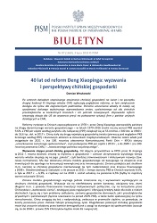 40 lat od reform Deng Xiaopinga: wyzwania i perspektywy chińskiej gospodarki