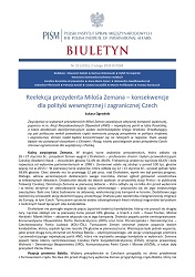 The Re-election of President Miloš Zeman: Consequences for Czech Domestic and Foreign Policy Cover Image