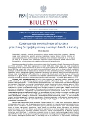 Konsekwencje ewentualnego odrzucenia przez Unię Europejską umowy o wolnym handlu z Kanadą