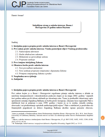 Parties to a Conflict Involved in a Conflict of Interest: Bosnia and Herzegovina 25 Years after Dayton