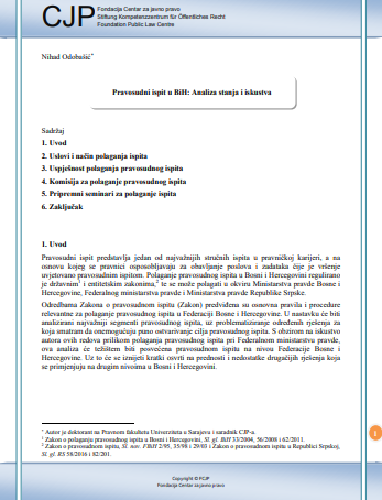 Pravosudni ispit u BiH: Analiza stanja i iskustva