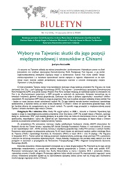 Wybory na Tajwanie: skutki dla jego pozycji międzynarodowej i stosunków z Chinami