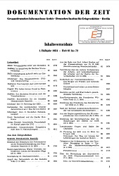 DOCUMENTATION OF TIME 1954 / 84 – Index for Issues 061 to 084 (1954) Cover Image
