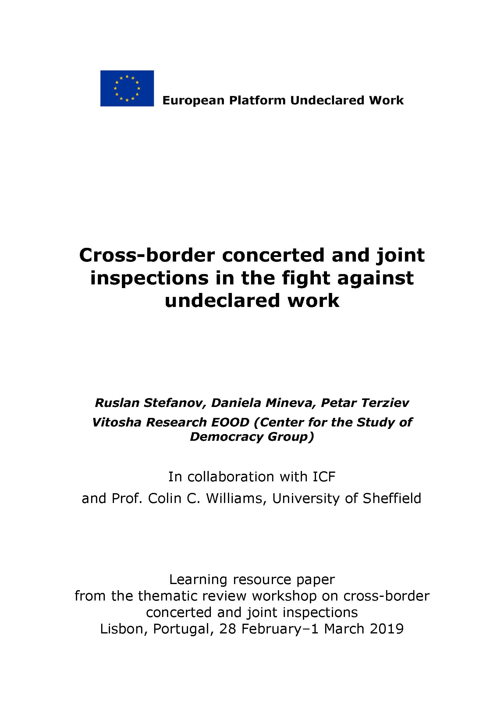 Cross-border concerted and joint inspections in the fight against undeclared work Cover Image