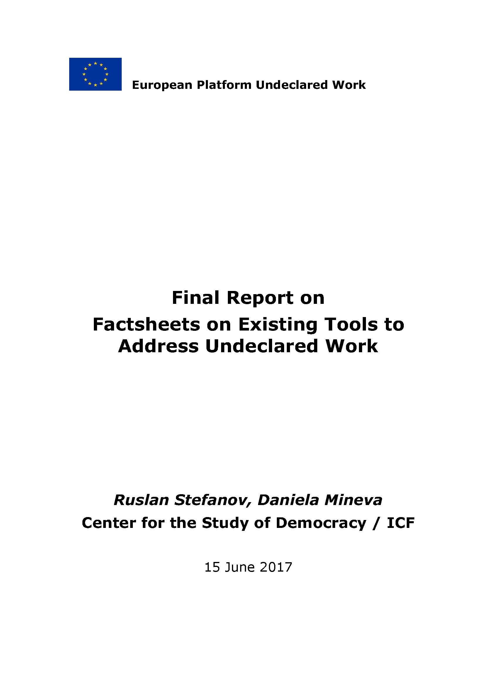 Final Report on Factsheets on Existing Tools to Address Undeclared Work