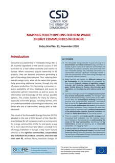 CSD Policy Brief No. 93: Mapping Policy Options for Renewable Energy Communities in Europe