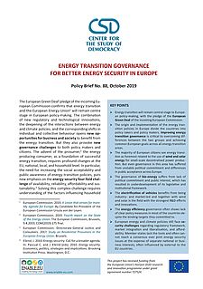 CSD Policy Brief No. 88: Energy Transition Governance for Better Energy Security in Europe Cover Image