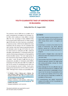 CSD Policy Brief No. 87: Youth Guarantee Take-up among Roma in Bulgaria Cover Image