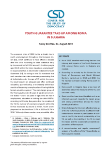 Policy Brief No. 87: Youth Guarantee Take-up among Roma in Bulgaria Cover Image