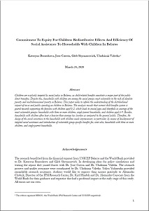 Commitment to Equity for Children: Redistributive Effects and Efficiency of Social Assistance to Households with Children in Belarus