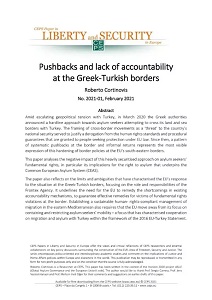 Pushbacks and lack of Accountability at the Greek-Turkish borders
