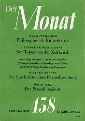 THE MONTH. Year 12, 1960, Issue 138 Cover Image