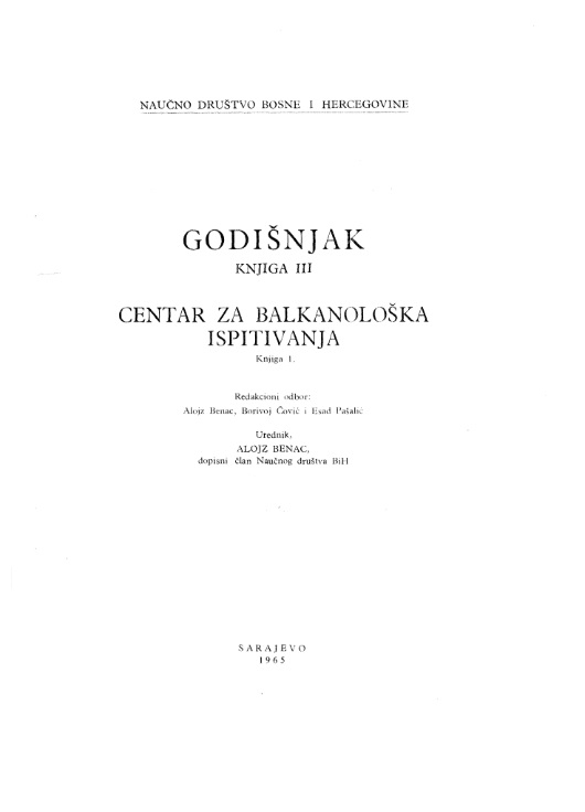 The Selection of the Current Bibliography of Papers from Paleobalkanistics in Yugoslavia (1963-1964) Cover Image