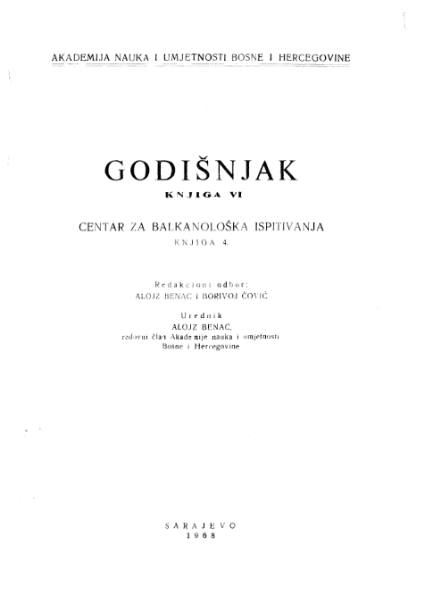 Izbor tekuće bibliografije radova iz paleobalkanistike u Jugoslaviji (1967)