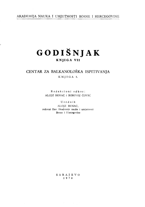 The Selection of the Current Bibliography of Papers from Paleobalkanistics in Yugoslavia (1968) Cover Image