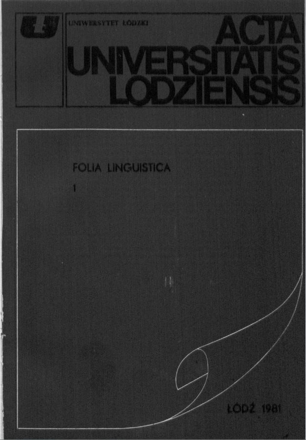 The analysis of morphological structure of family names in the former district of Brzeziny, province of Łodź Cover Image