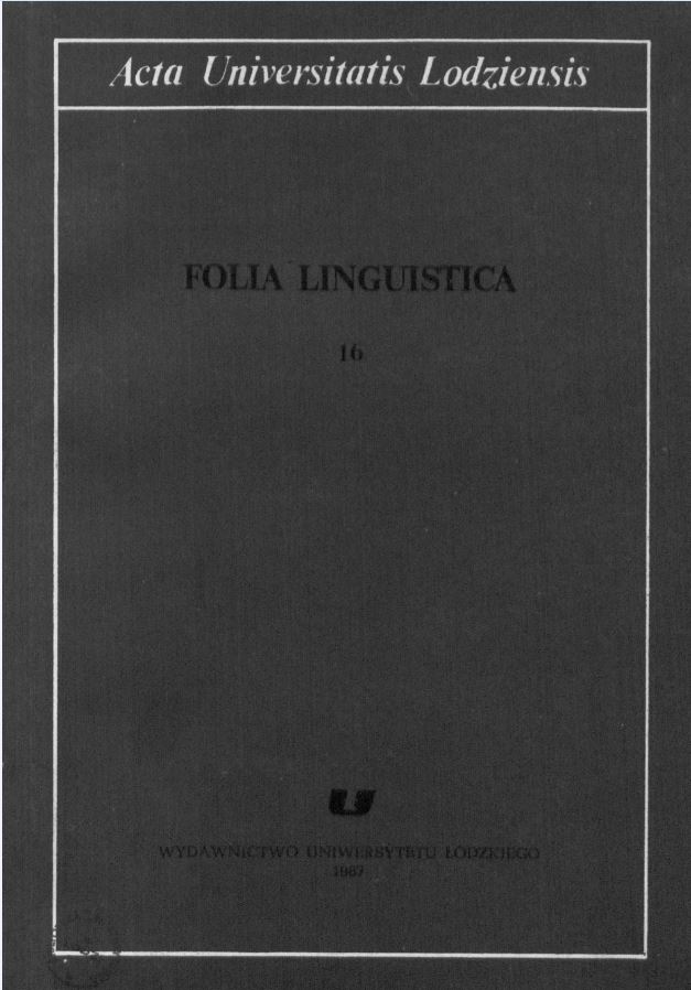 Lexical archaisms in the field of material culture in the dialects of the Bełchatów area Cover Image