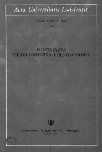 "The setting about the pierce and the prosecutor's office or about the spokespersons": from studying Old Polish legal terminology Cover Image