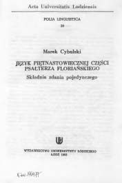 Język piętnastowiecznej części psałterza floriańskiego. Składnia zdania pojedynczego