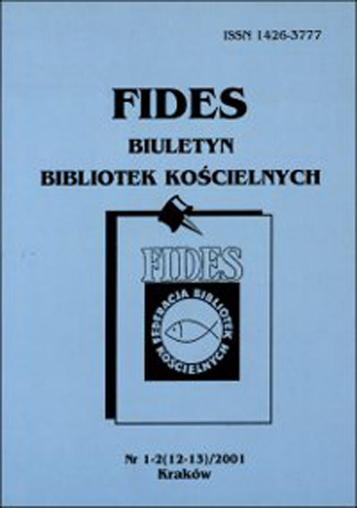 Protocol No 13 of the Prohibition of the Federation of Church Libraries Federation FIDES on June 11, 2001. Cover Image