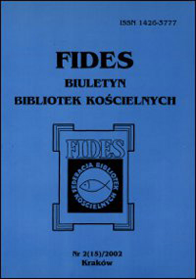 Church libraries in Poland in the light of a survey of the FIDES Federation of Church Libraries Cover Image