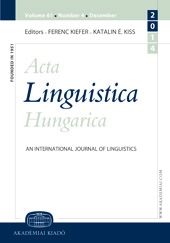 Zur Wandlung des Systems der kurzen Vokale des Ungarischen in der urungarischen und der altungarischen Zeit