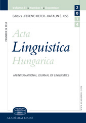 Structural synonomy and formal variants: relative clauses and their parallels in six Early Hungarian translations of the Bible Cover Image