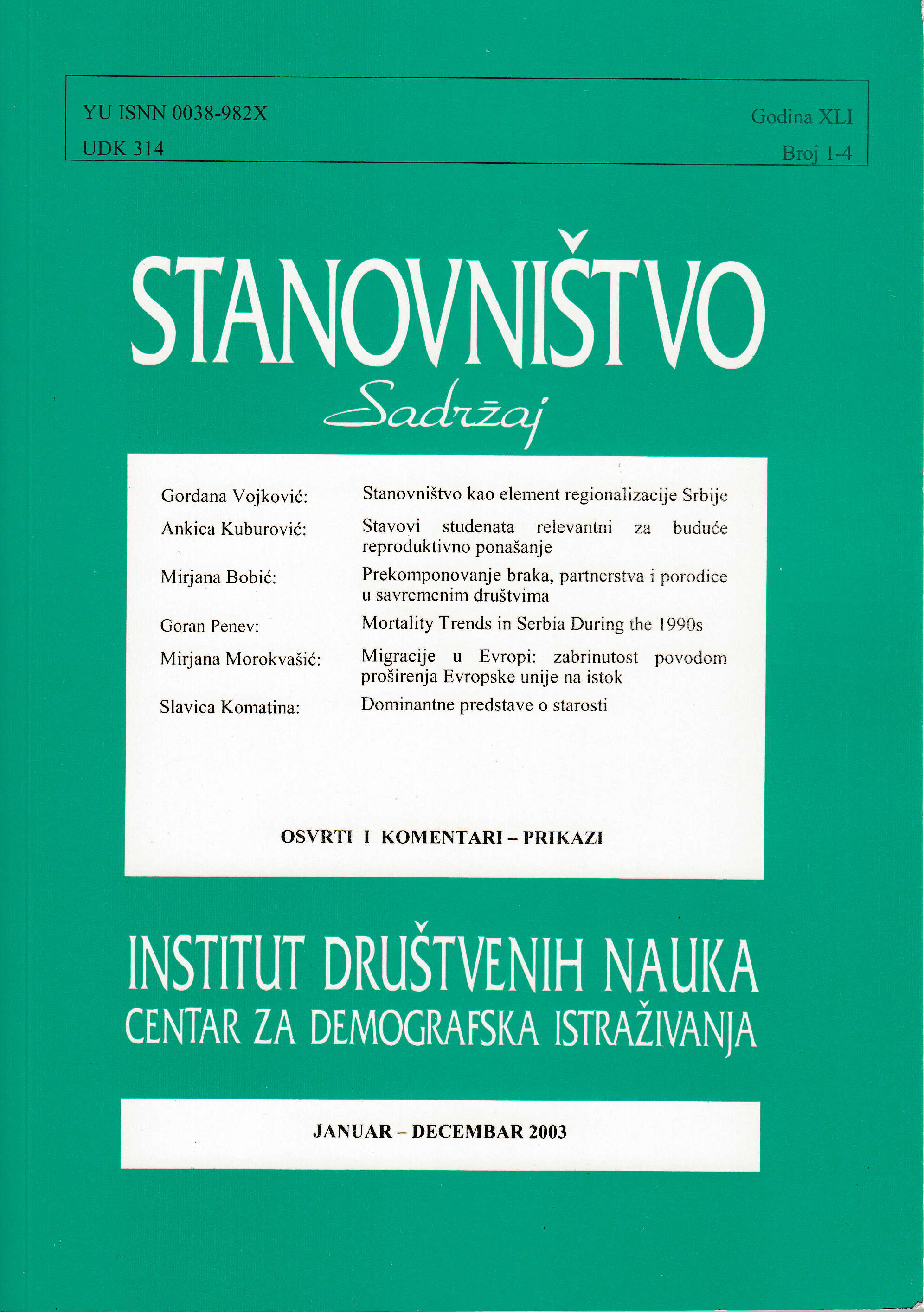 Stavovi studenata relevantni za buduće reproduktivno ponašanje