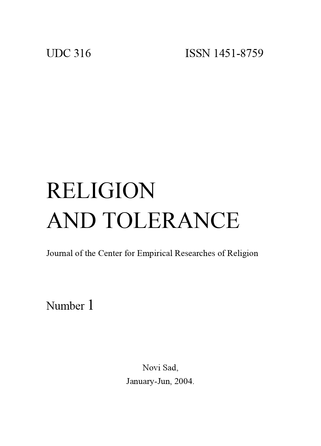 RUSSIAN RELIGIOUS RENAISSANCE AT THE END OF THE TWENTIETH CENTURY. LEGAL ASPECTS, NUMBER AND ACTIVITIES OF RELIGIOUS COMMUNITIES Cover Image