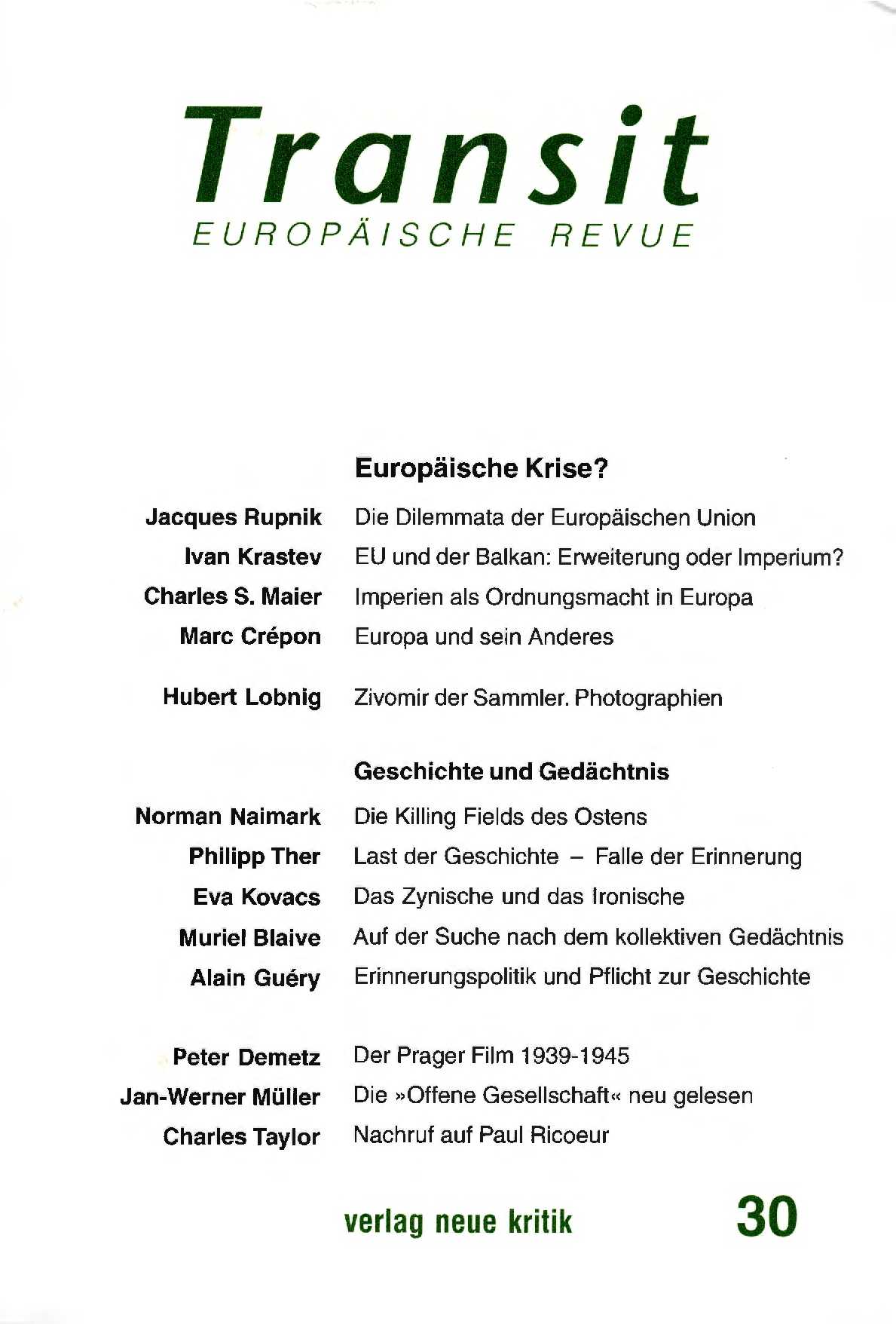 Imperien als ambivalente Ordnungsmacht in Europa 1905-2005