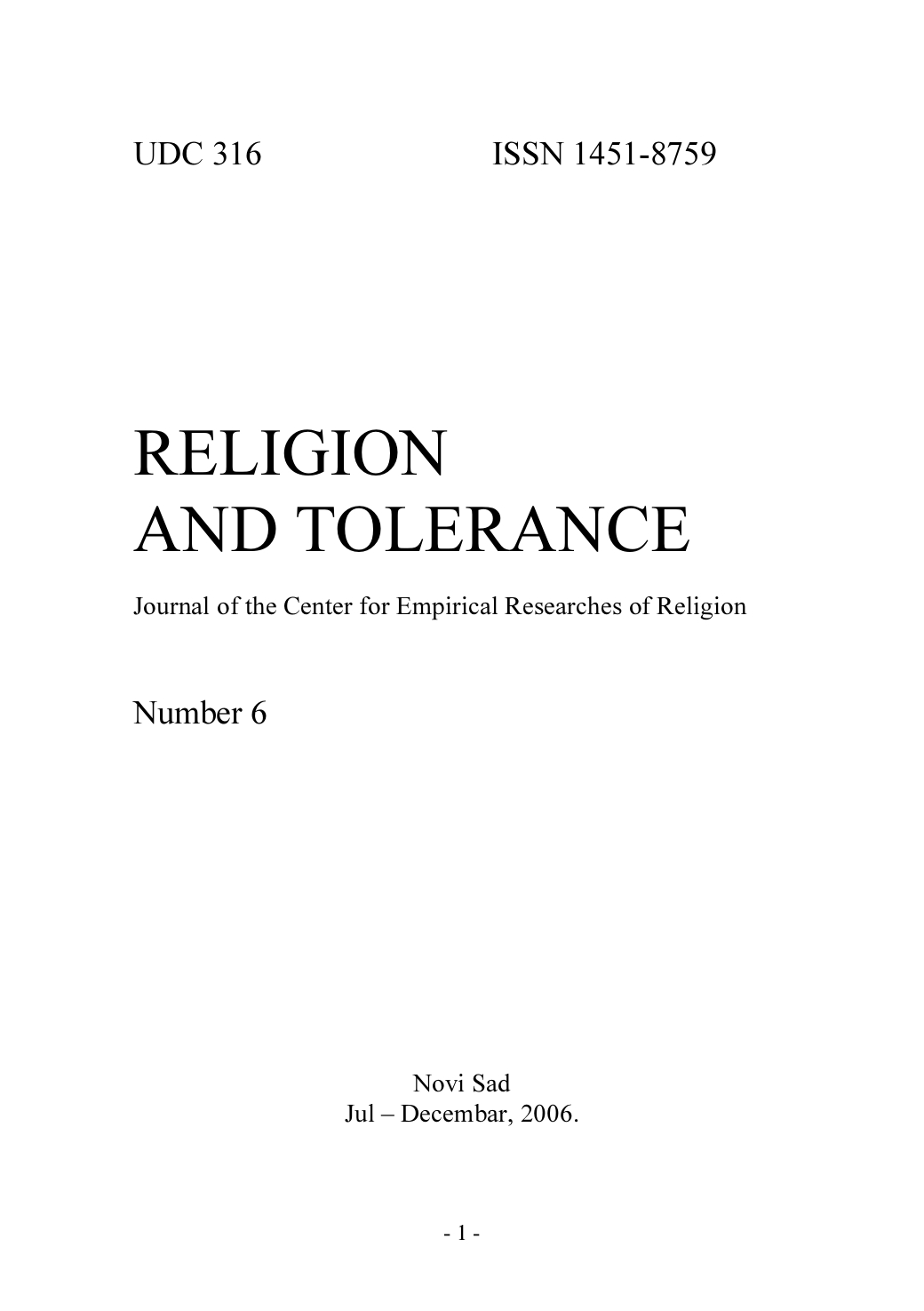 LIBERALISM, RELIGION, TOLERANCE Cover Image
