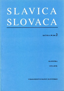 Contents - Slavica Slovaca 2/2006 Cover Image