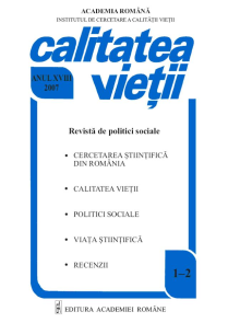 The Quality of life in România - Seminar of the European Foundation for Life and Work Conditions Improvement, 20th of September, 2006 Cover Image