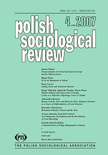 Roman Catholic Poles and Mariavite Poles. Religious Division as a Source of Differentiation of Local Structure Cover Image