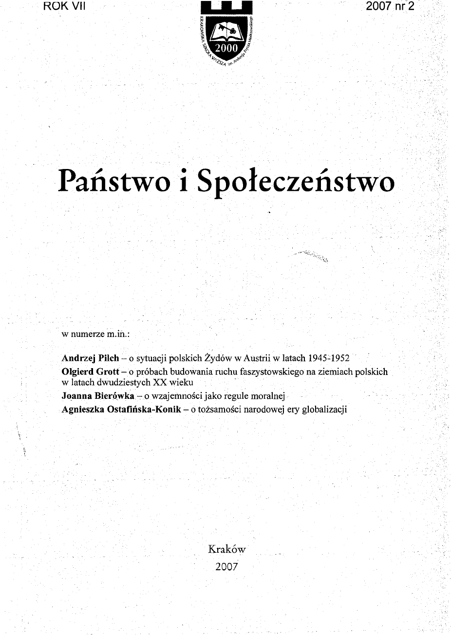 Nacjonalizm czy nacjonalizmy? Funkcja wartości chrześcijańskich, świeckich i neopogańskich w kształtowaniu idei nacjonalistycznych [red. B. Grott, Kraków 2006, pp. 424] Cover Image