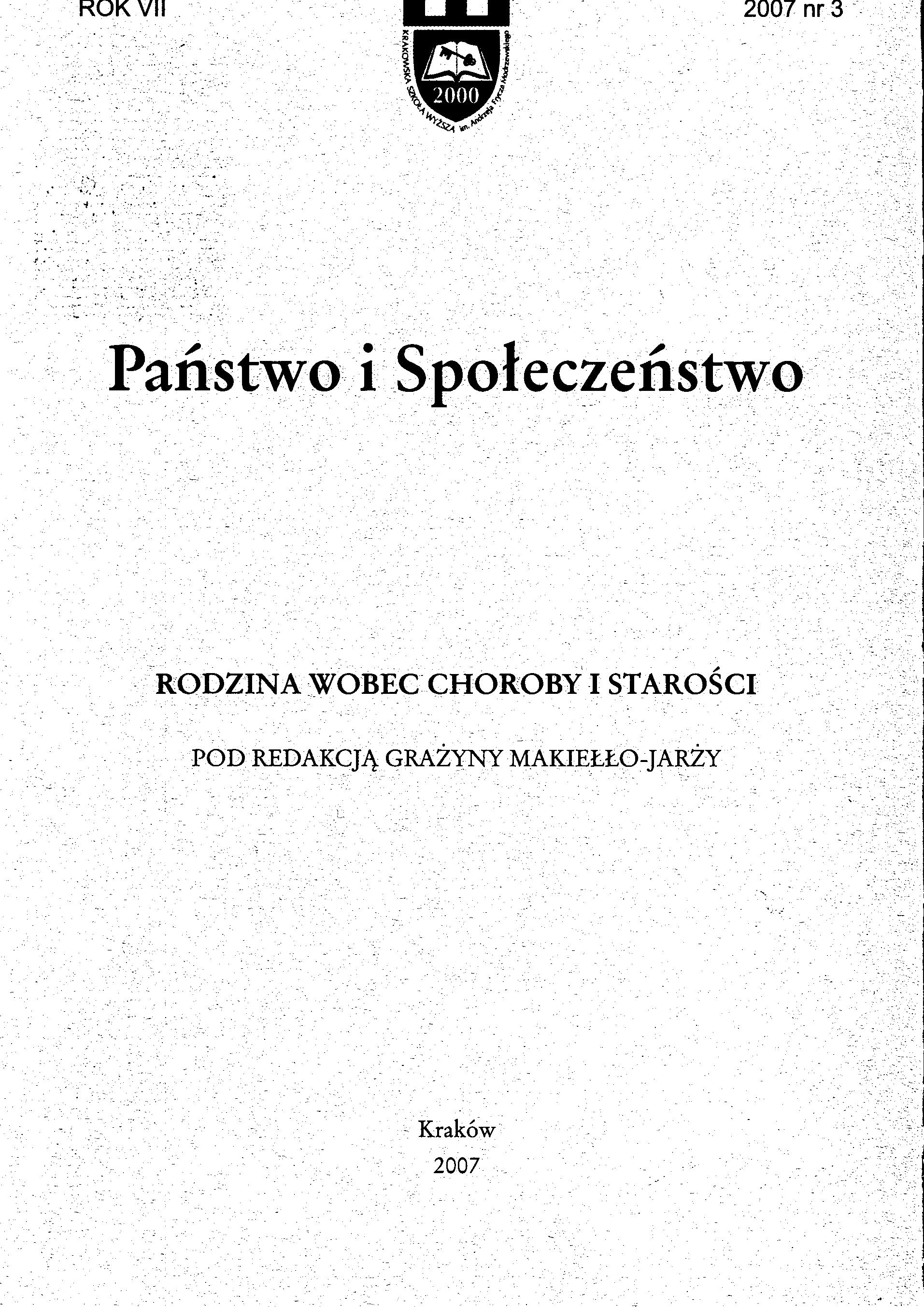 Attitude to dying and suffering - on the example of volunteers Krakow Hospice Cover Image