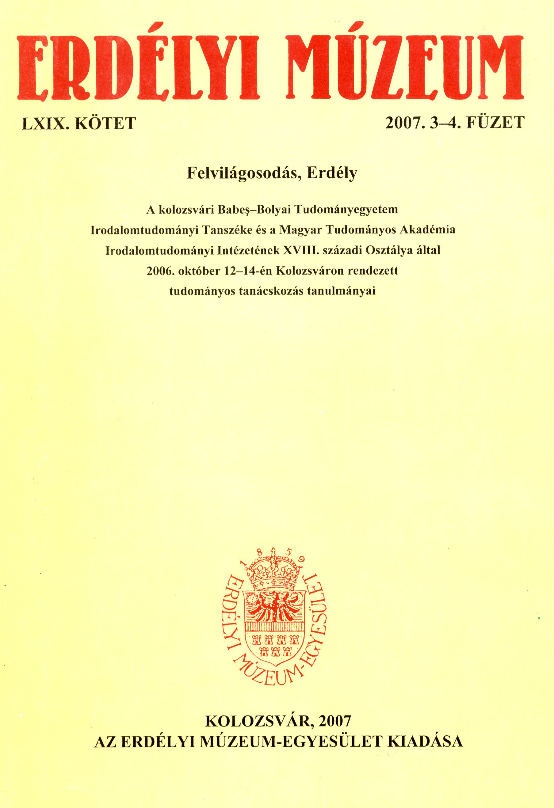 Transylvania in the Enlightment in the Mirror of Books and Manuscripts (Exhibition Catalogue) Cover Image