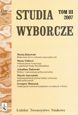 BLOKING OF VOTING LISTS IN SELFGOVERMENTAL ELECTIONS-AMENDMENTS IN ELECTION ORDINANCE AND THEIR RESULTS ON THE EXAMPLE OF ELECTIONS TO VOIVODESHIP’S Cover Image