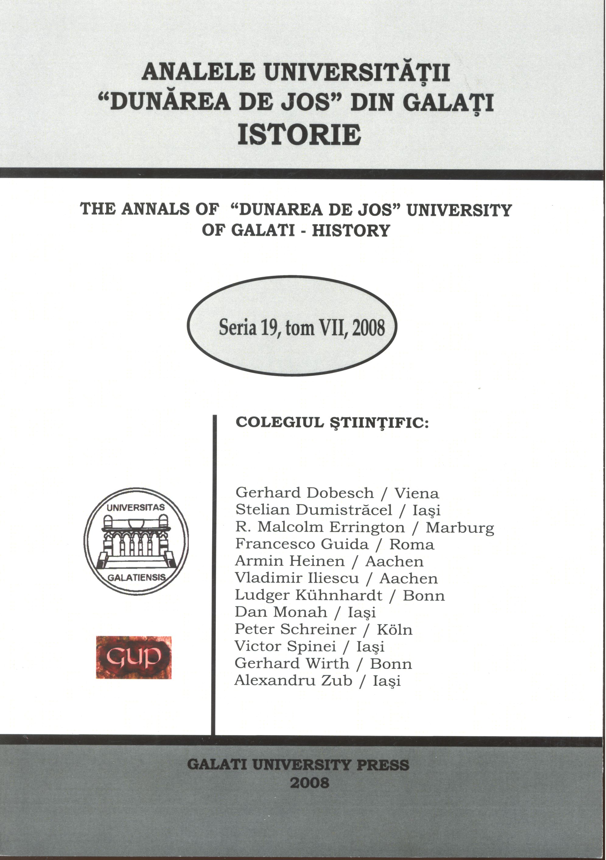 Considerations concerning the functionality of Bessarabia’s provisional administrative system during the first years of Russian domination (1812-1816) Cover Image