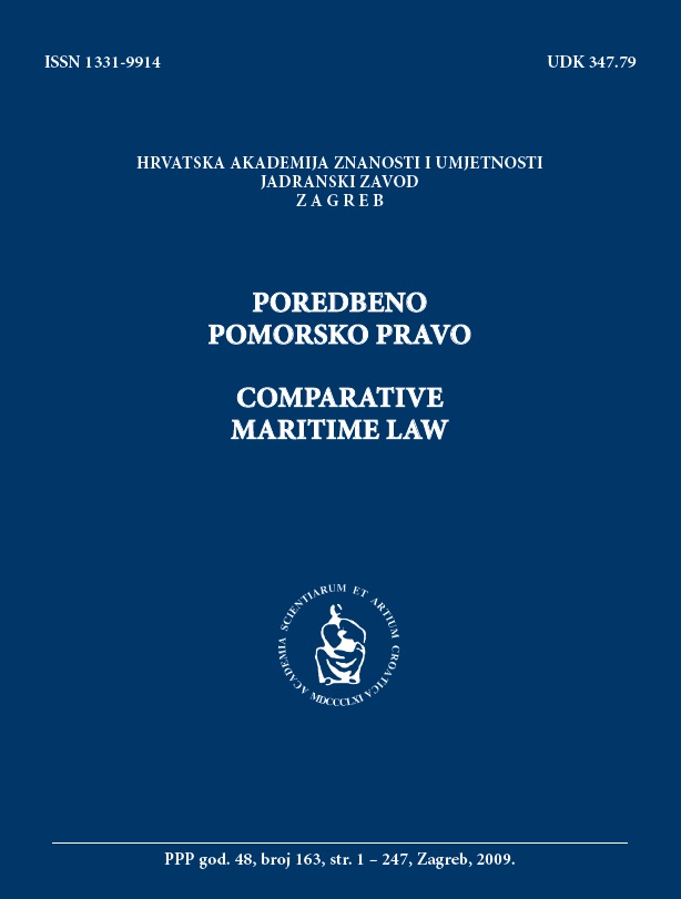 Pomorsko pravo za jahte i brodice [= Maritime law for yachts and boats] (authors B. Milosevic Pujo, R. Petrinovic) (Split, 2008) : [book review] Cover Image
