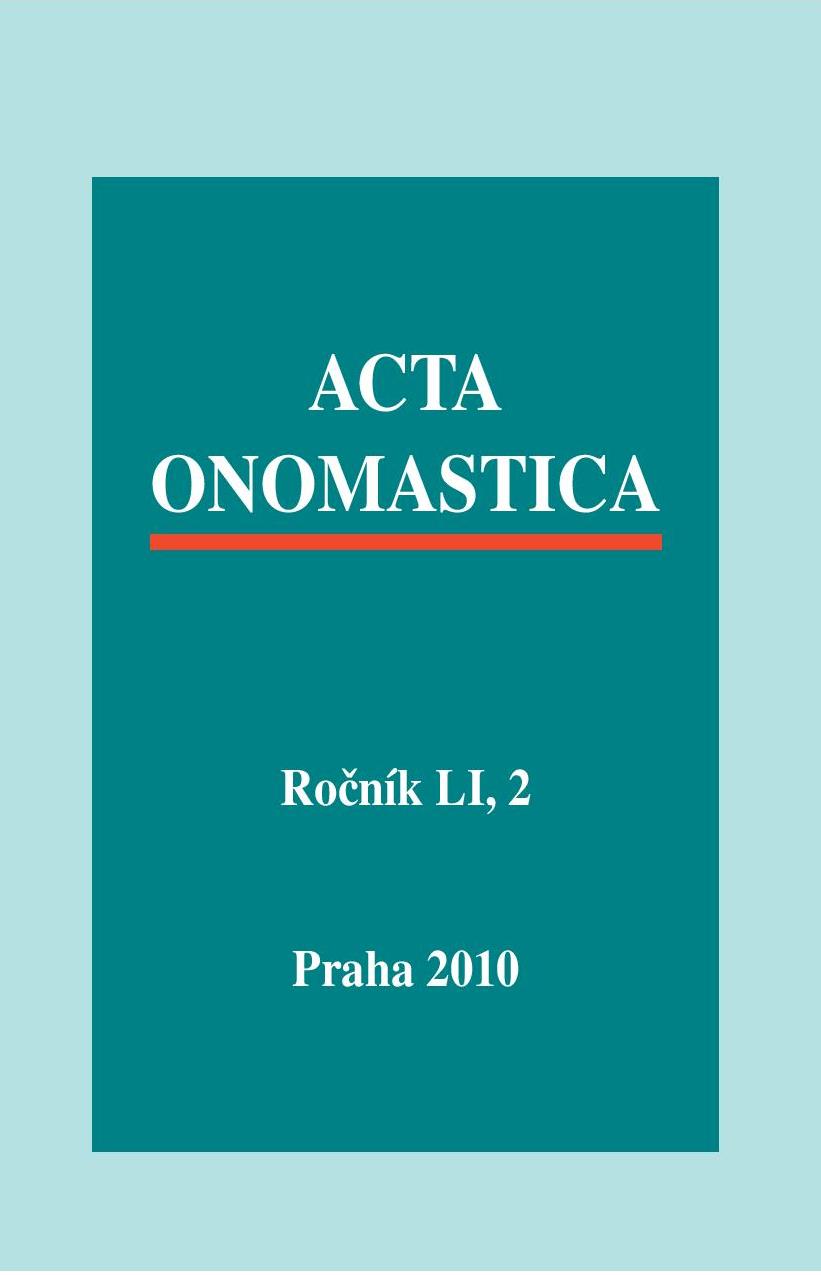 The Supplement to „Classification of Anoikonyms“ by Vladimír Šmilauer Cover Image