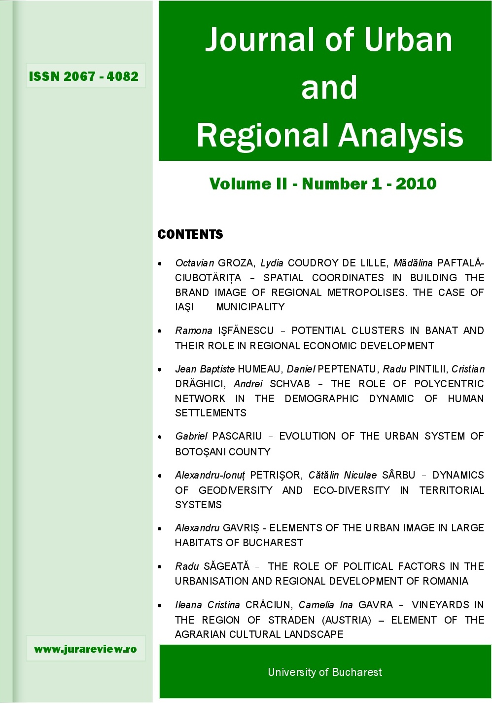 THE ROLE OF POLITICAL FACTORS IN THE URBANISATION AND REGIONAL DEVELOPMENT OF ROMANIA Cover Image