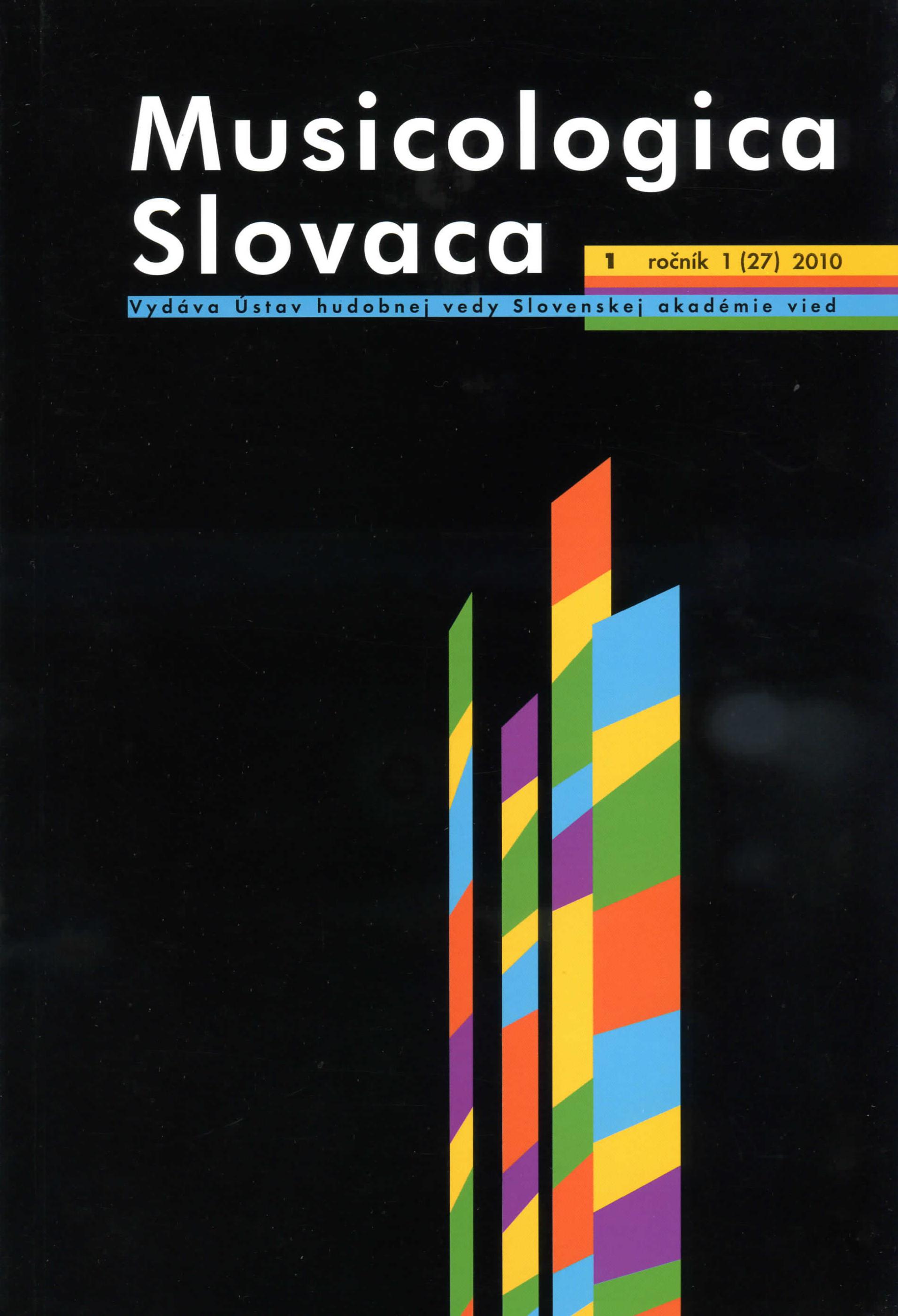 Musicologica historica I. Ad honorem Richard Rybarič, May 12th – 13th, 2010 Cover Image