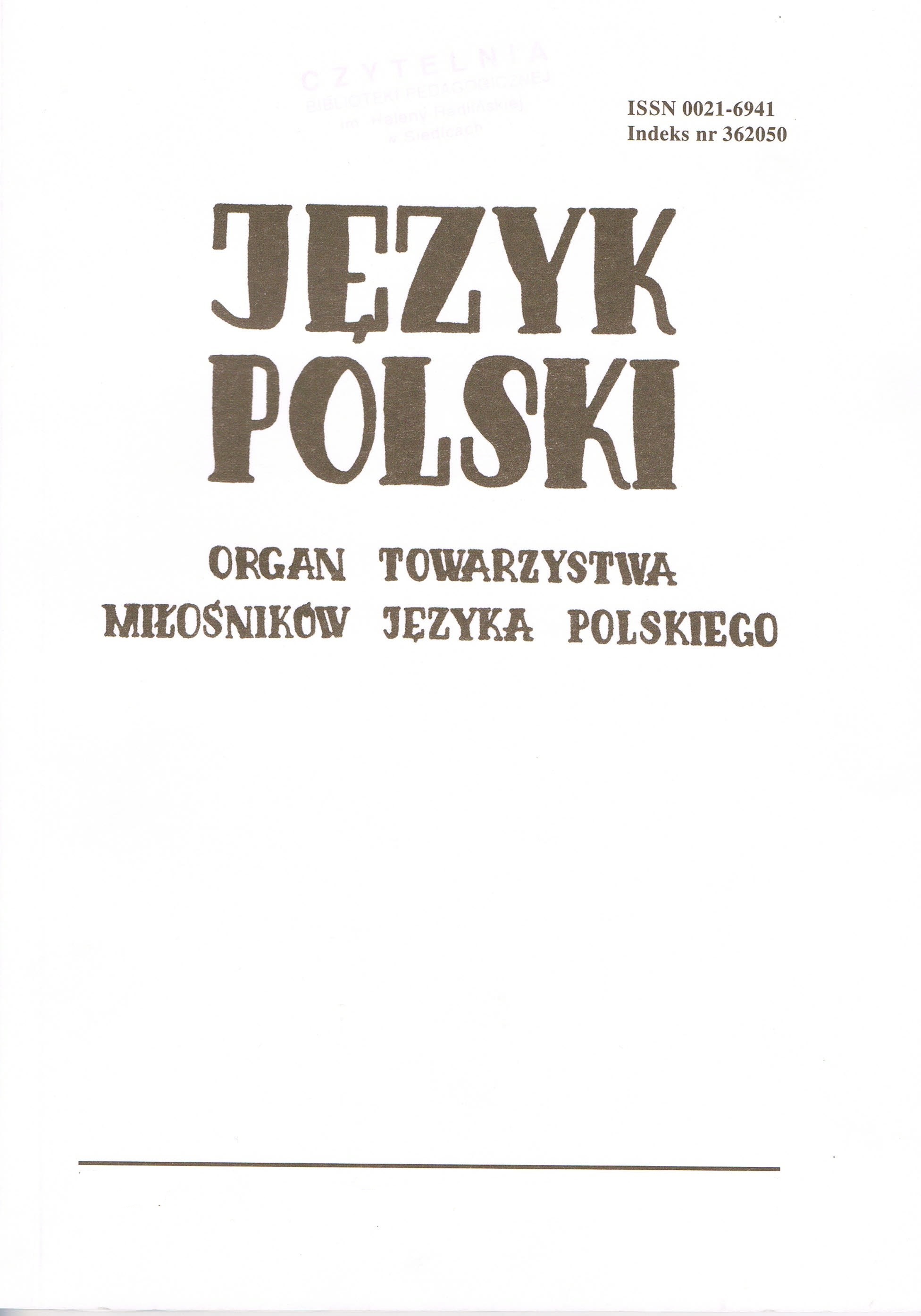 Metaphorical collocations in names of service centres and shops in contemporary Polish  Cover Image