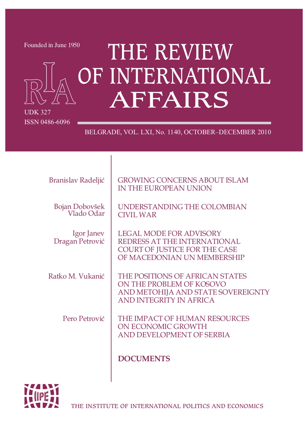 The Positions of African States on the Problem of Kosovo and Metohija and State Sovereignty and Integrity in Africa Cover Image