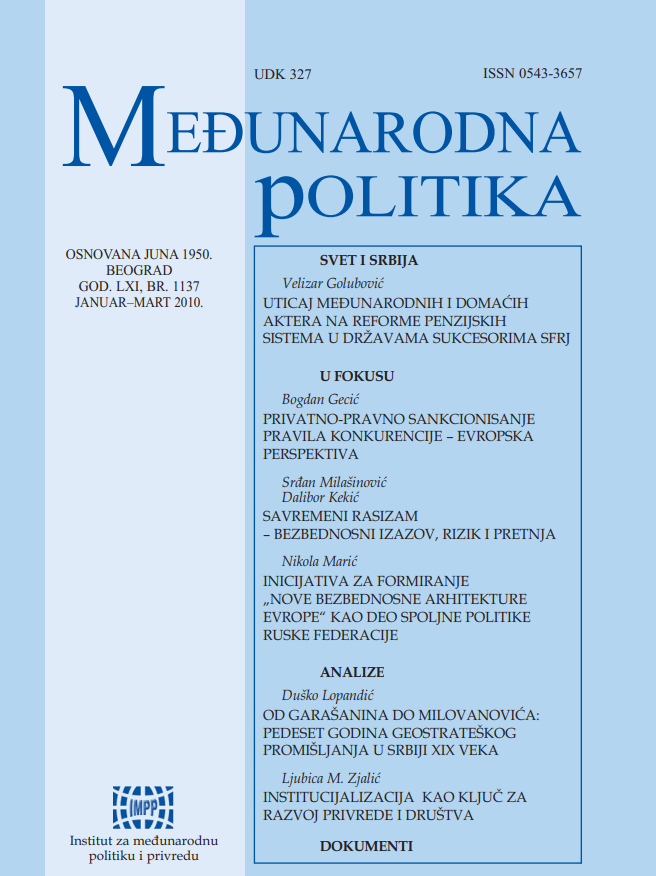 From Garašanin to Milovanović: Fifty Years of Geopolitical Thinking in Serbia of the 19th Century Cover Image