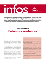 Plagiarism and autoplagiarism Cover Image