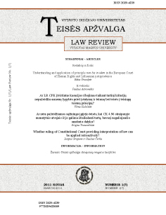 Understanding and Application of Principle Non Bis In Idem in the European Court of Human Rights and Lithuanian Jurisprudence Cover Image
