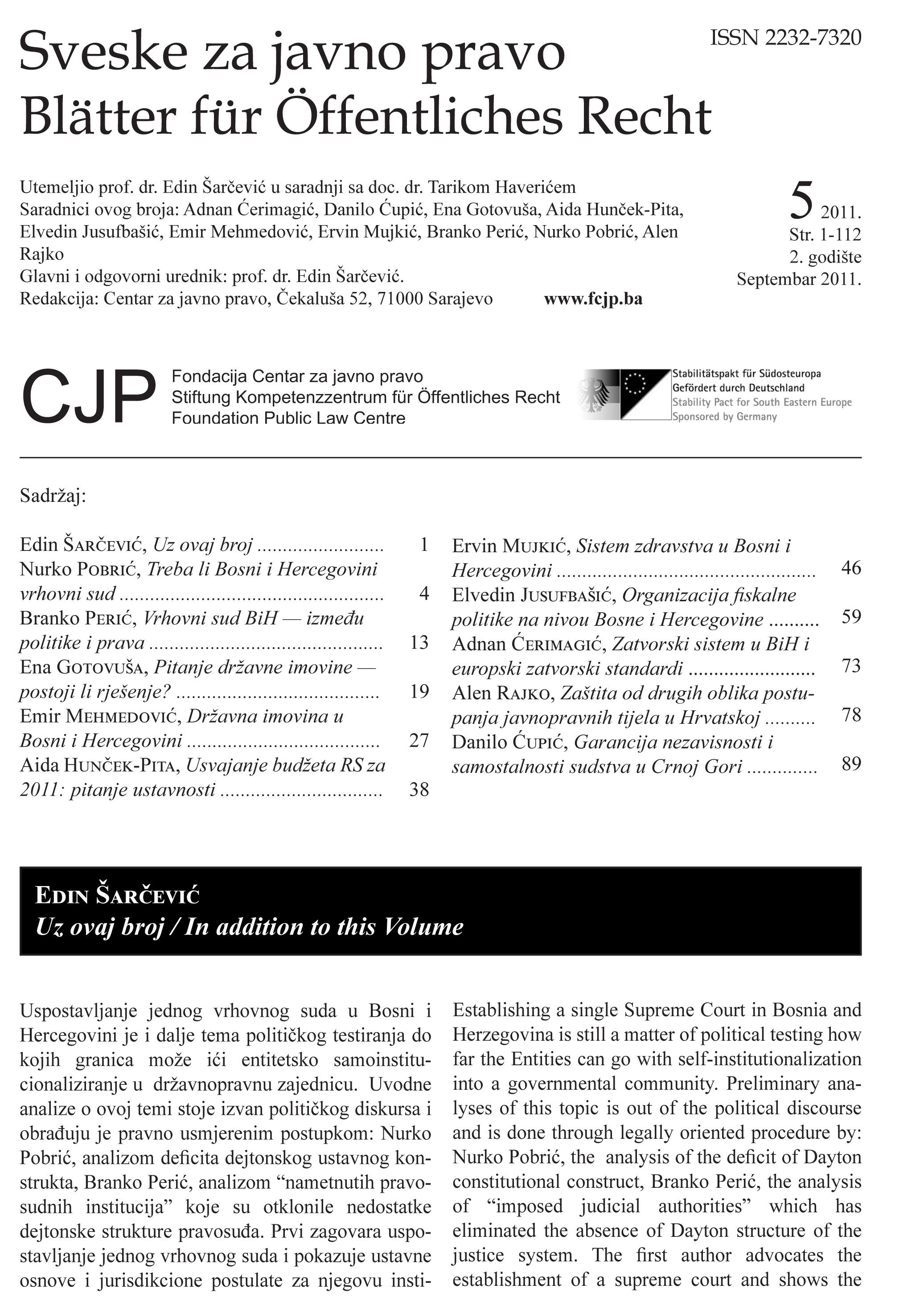 The prison system in Bosnia and Herzegovina and the European prison standards Cover Image