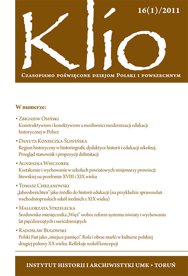 Kształcenie i wychowanie w szkołach powiatowych misjonarzy prowincji litewskiej na przełomie XVIII i XIX wieku